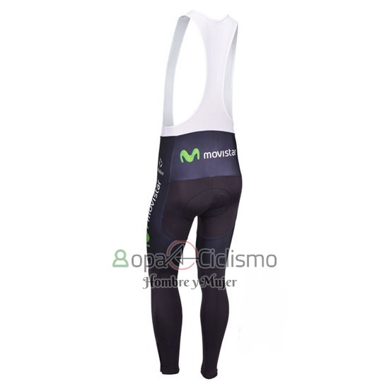 Movistar Lider Ropa Ciclismo Culotte Largo 2013 Hombre Mangas Largas Blanco